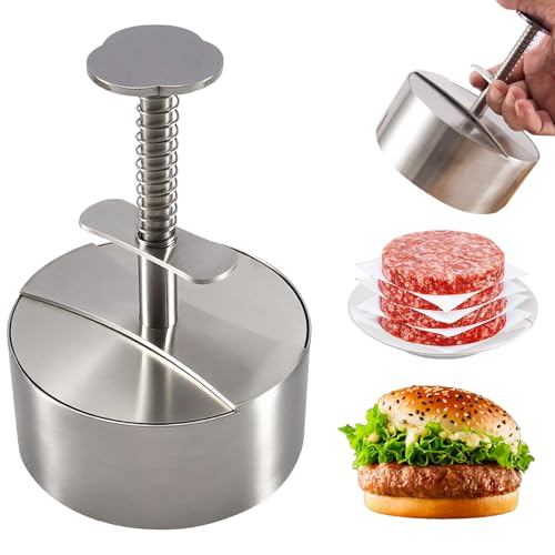 Presse à burger Mulomir en acier inoxydable 304, presse à galettes de hamburger réglable avec 150 feuilles de papier à burger, moule robuste antiadhésif...