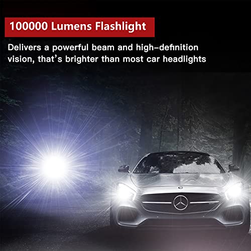 Xurleq Rechargeable Led Flashlights High Lumens, 100000 Lumens Bright Tactical Flashlights, 4 Modes, Zoomable, Waterproof Handheld Flashlights For Hiking, Camping, Hunting #TOP1
