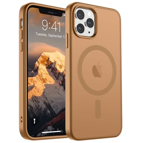 Image of SUPFINE Magnetic for iPhone 11 Pro Max Case Brown | (Compatible with MagSafe)(Military Grade Drop Protection)Shockproof Translucent Matte Phone Cover