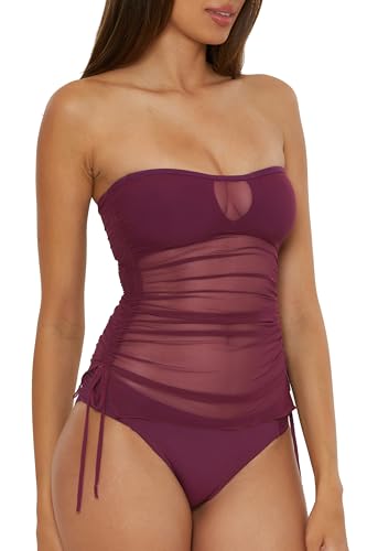 BECCA Womens Muse Bandeau Tankini, Casual, Pull On, Sheer, Swimsuit Tops for Women3