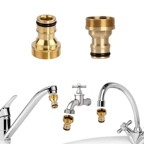 Osuter Lot de 2 Raccords de Robinet Universels Laiton Adaptateur Robinet Tuyau Arrosage Filets Intérieurs et Extérieurs Raccord de Robinet Arrosage...