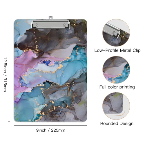 Image of Plastic A4 Clipboards, Clip Board Stardard Letter Size 9 x 12.5 in | Office Decorative for Students Women Men and Kids,Black Gray Marble
