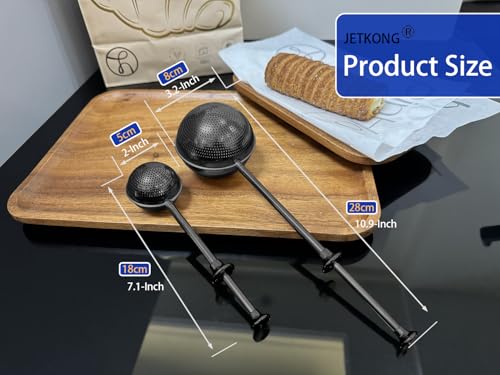 Image of JETKONG Large Flour Duster for Baking, One-Handed Operation Sugar Sifter, 304 Stainless Steel Dusting Wand, Flour Sprinkler for Bread Baking (Large, Black)