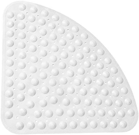 Bathsafe Sector Rubber Corner Shower Mat Anti-slip Quadrant Bath Mat Anti-Bacterial Suction Mat for Shower or Tub,Non-slip Bathtub Mat,54x54CM,Solid White