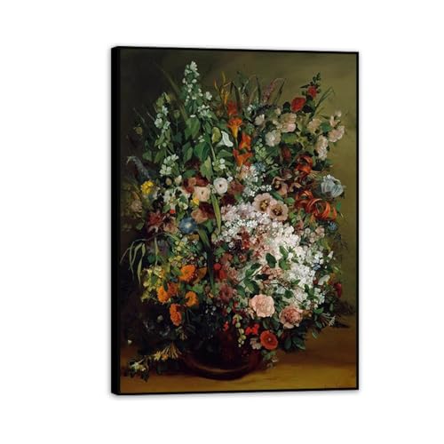 Toile Art Peinture à l'huile Gustave Courbet Bouquet de Fleurs décoration murale 100x70