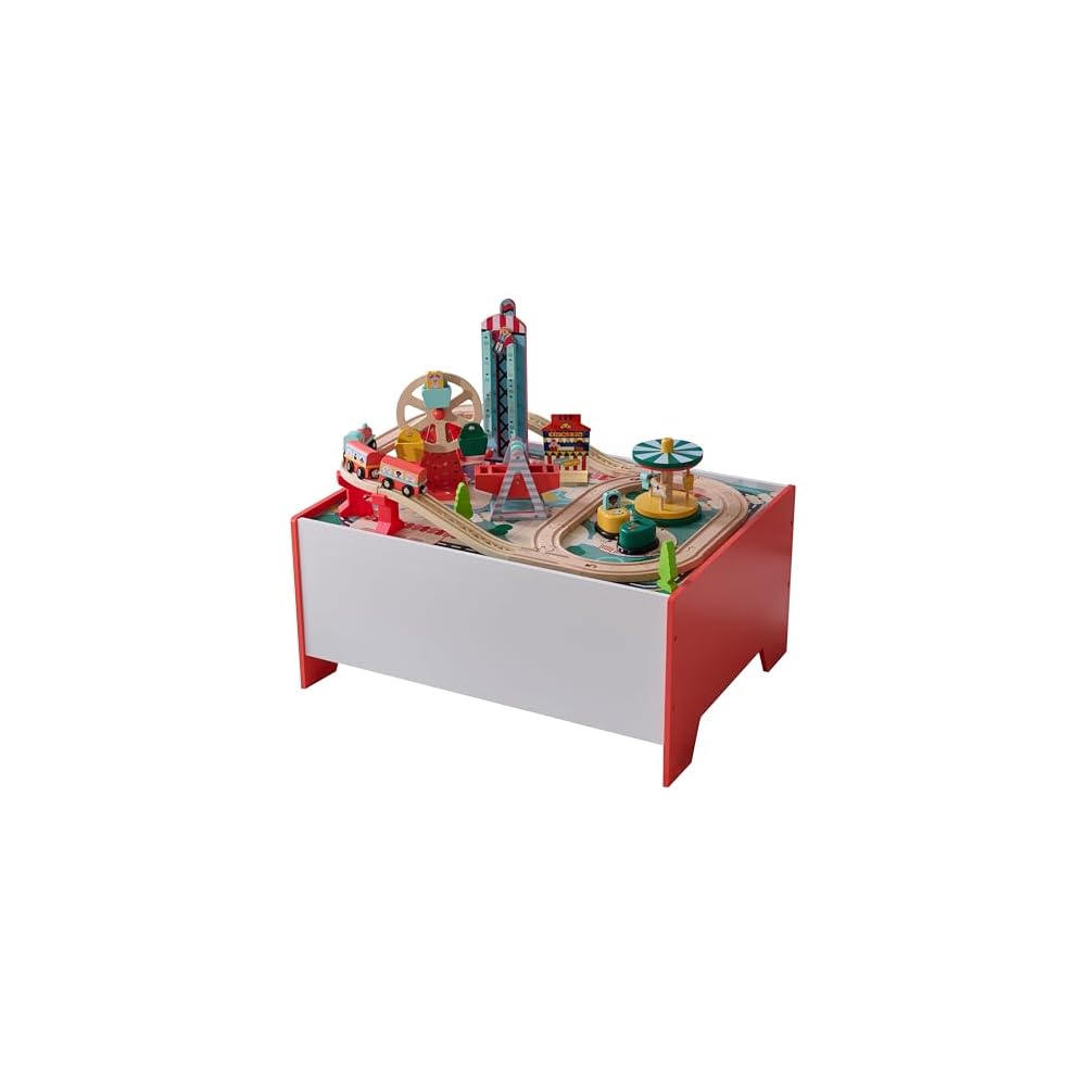 Table D’activités Train En Bois Teamson Kids – Circuit Et 6 Mini-jeux – Parc D’attractions