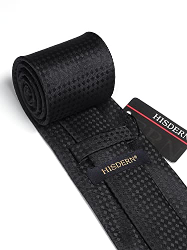 HISDERN Plaid Checkered Tie Handkerchief Woven Classic Formal Men's Necktie & Pocket Square Set4