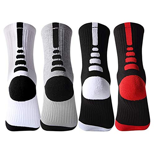 Xuanf Elite Basketball Socks, Cushioned Athletic Sports Crew Socks For Men & Women (4Pairs Multicolor-2) #TOP1