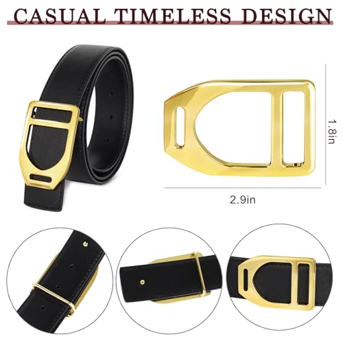 Image of Aurolran Men&Womens Leather Dress Belt Business Automatic Buckle Belt Color-Black Silver Gold
