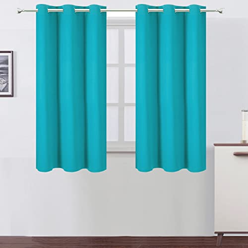 Image of LEMOMO Teal Blackout Curtains 34 x 54 Inch Length /Set of 2 Curtain Panels /Thermal Insulated Room Darkening Blackout Curtains for Bedroom