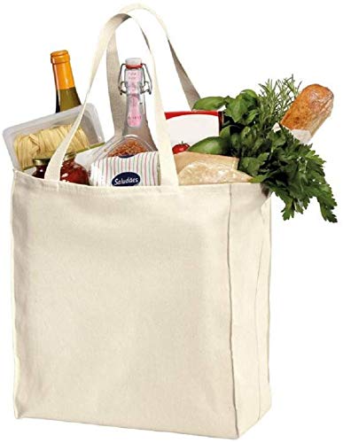 INDIAN DECOR 91967 Large Heavy Canvas Twill Grocery Tote Bag ENVIRONMENT FRIENDLY (1 NATURAL PRODUCT)