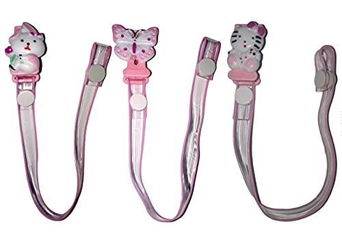 Sonne Prendedor De Chupetas Luxo Fita Kit Com 3/ Menina Rosa