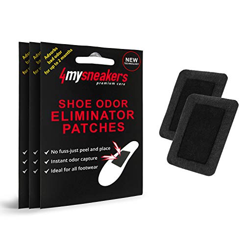 4mysneakers Foot Odor Eliminator  Anti-Odor Insole Patch Reduces Foot Smell with Naturally Activated Carbon Fabric (ACF)  Footwear Insert with Strong Stick-On Adhesive, 3 pair