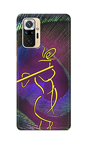 Image of PRINTFIDAA Lord Krishna On Peacock Feather Hard Back Cover for Redmi Note 10 Pro / 10 Pro Max Back Cover -(P6) KAT1007