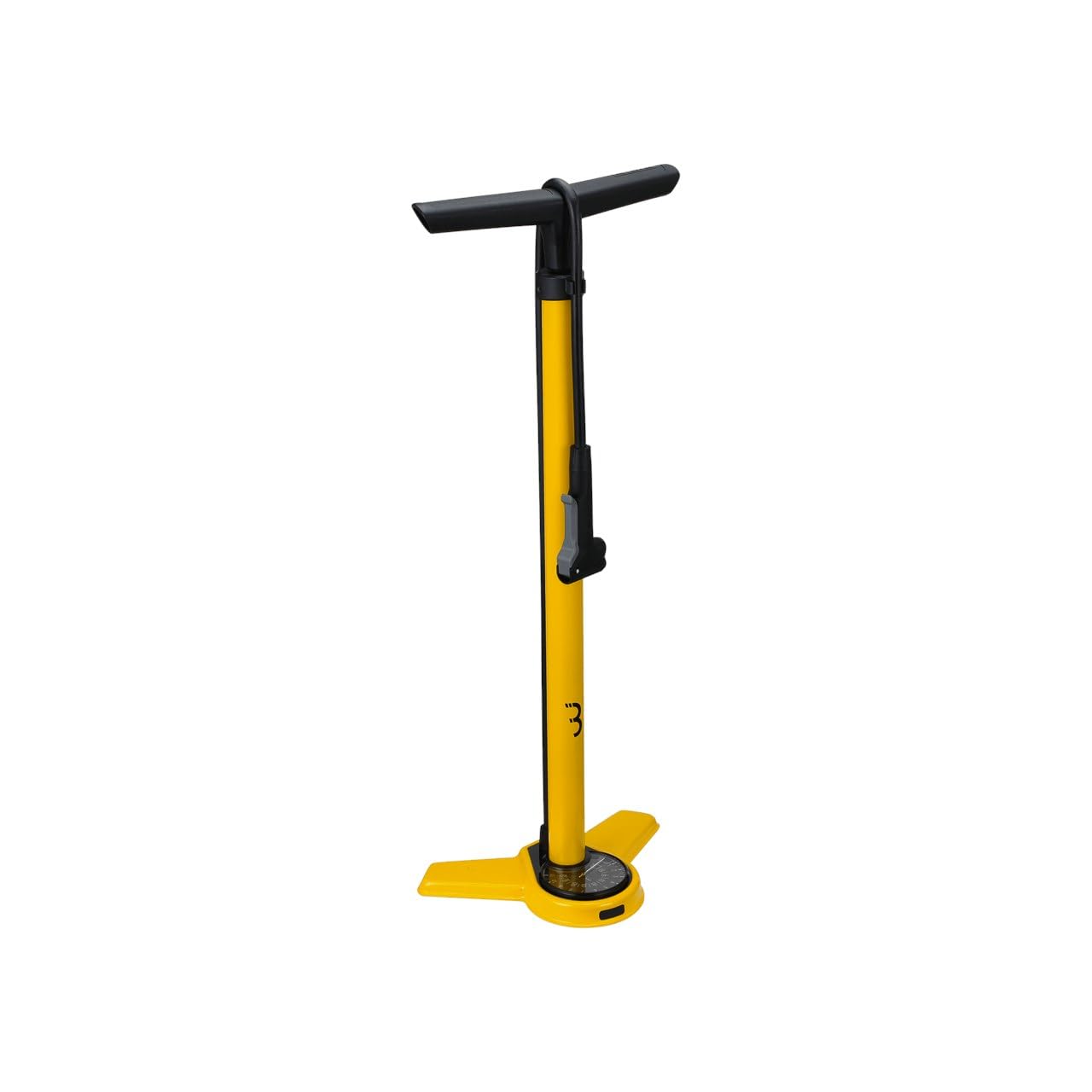Bbb Cycling Unisex Adult AirSteel Air Pump for Bicycle Stand Pump with Pressure Gauge Hand Pump with DualHead 3.0 for Presta Dunlop and Schrader BFP-27 Yellow, 670 mm