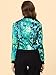 Allegra K Women's Bomber Jacket Satin Long Sleeve Zipper Floral Print Casual Fall Jacket with Pocket Winter Outwear Medium Green