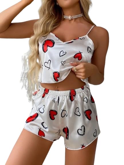 Image of Satin Flare Sexy Pajama Set,Silk Night Dress for Women, Babydoll Set for Honeymoon