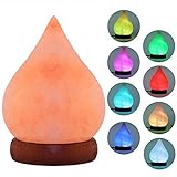 FANHAO Himalayan Salt Lamp with 8 Colors Changing, USB Drop-Shaped Night Light Crystal Salt Lamps for Home Décor Holiday Gifts, LED Bulb + Real Wood Base