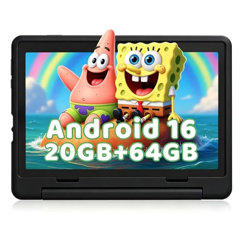 Gleeso Kids Tablet,Android 16 Tablet with HD Display,10.1 inch,Parental Control & Kids Mode, GMS Certified,20GB RAM 64GB ROM,1TB Expandable, 5000mAh Battery, Dual Camera, Protective Case, Black