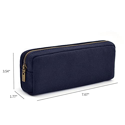 Image of Pencil Pen Case, Canvas Pencil Pouch Big Capacity Pen Bag with Zipper Durable Stationary Storage Bag for Adult Students Officers
