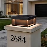 MVBT Solar Post Light, 11.8' Outdoor Modern Pillar Lights, Waterproof 3000K LED Patio Gate Column Lamp, Black Large Fence Deck Cap Lantern, Dusk to Dawn Driveway Garden Posts Landscape Lighting