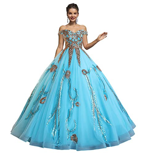 Image of Women's Beading Sweetheart Ball Gown Tulle Layed Long Quinceanera Dress