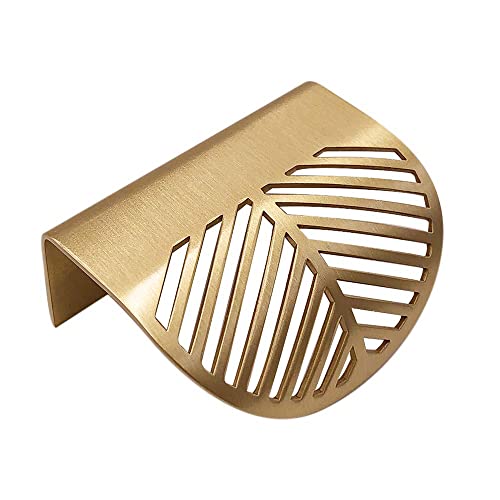 Oneyijun 2 Pcs Leaf Shape Cabinet Drawer Wardrobe Door Brass Gold DecorativeFurniture Pulls Handles Kitchen Door Drawer Pull Knobs with Screws for Bathroom Bedroom (60mm Style1) - Image 4