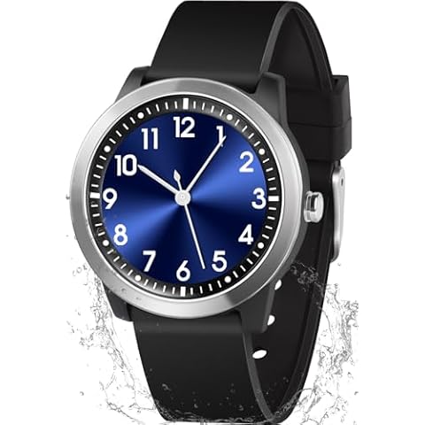 PROKING Kids Watch for Girls Boys Children Teens Analog for Kid 5-18 Years Old Learning Time and Easy to Read 50M Waterproof with Soft Band, Great Gift for Kids (Black - Blue Dial) Cover