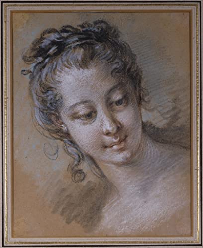 Impression d'art Tête de jeune fille François Boucher grande toile de peintre 60x90 cm