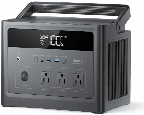 Daran Portable Power Station 600W (1200W Peak), 576Wh LiFePO4 Sol...
