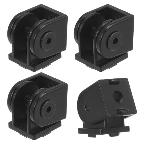 sourcing map 4Pcs Die-Cast Aluminum Pivot Joint 180°Adjustable Flexible Pivot Joint Connector for 2020 Series Aluminum Extrusion Profile, Aperture 6mm, Black