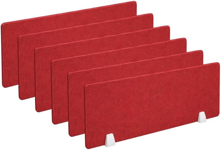 Timber Acoustics® Acoustic Desk Divider | Reduce Noise And Visual Distractions | Privacy Panels For Office - Classroom Soundproofing | Table Mounted (16" x 36") (Red, Set of 6)