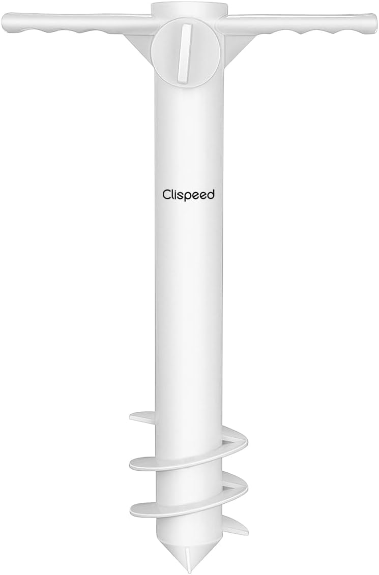 CLISPEED Ancre de Sable pour Parasol de Plage avec vis à 3 Niveaux, antirouille et Robuste, Taille Unique, pour Vents forts