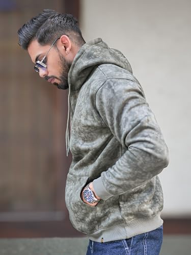 Image of Maniac Mens Spray Printed Hooded Neck Full Sleeve Loopnet Sweatshirt for Men