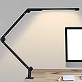 Desk Lamp with Clamp | Swing Arm Desk Light | Eye Caring Table Lamp, Dimmable, 5 Color Modes, Memory, Timer | Modern Architect Desk Lamps for Home Office Study Work Task Drafting Workbench