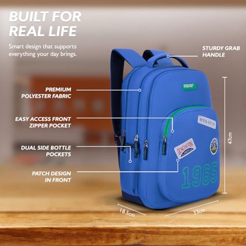 Image of United Colors of Benetton Unisex High-School Backpack LEGEND | 3-Compartment | Large Capacity Bag with Airmesh Padding | Backpack for School Girls and Boys | 28L Capacity