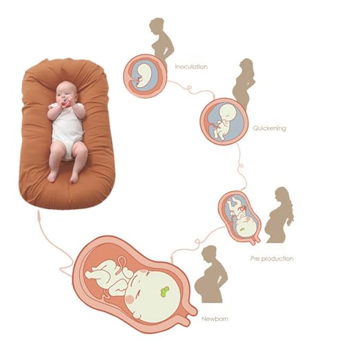 Image of Baby Lounger, Baby Lounger for Newborn 0-24 Months, 100% Breathable Cotton Baby Nest for Tummy Time & Diaper Changes, Portable Infant Essentials for Home & Outdoor(Coffee)
