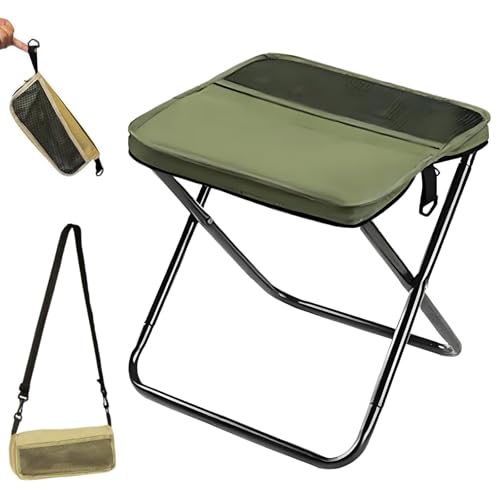 clhjinruoliu Mountaineering and Hiking Portable Stool, Ultra-Light Folding Stool Hold up to 265 LBS, Backpack Folding Stool for Travel Camping Outdoor,Green,L