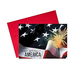 CEO Cards - July 4th Greeting Cards (Sparkler & Flag Design), 5x7 Inches, 25 Cards & 26 Red Envelopes (JF1505) CEO Cards July 4th Greeting Cards Sparkler Flag Design 5×7 Inches 25 Cards 26 Red Envelopes JF1505