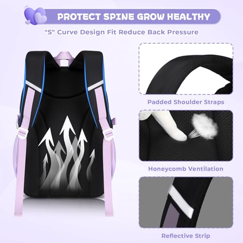 MOONBABY Black and Purple Backpack
