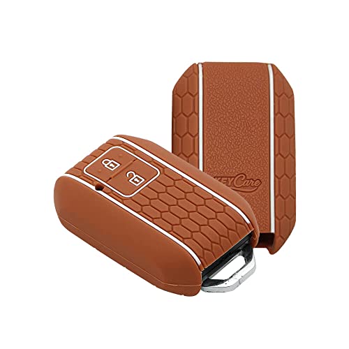 Image of Keycare Silicone Key Cover Compatible for Glanza, Urban Cruiser Taisor, Rumion, Urban Cruiser Hyryder 2 Button Smart Key (Brown)