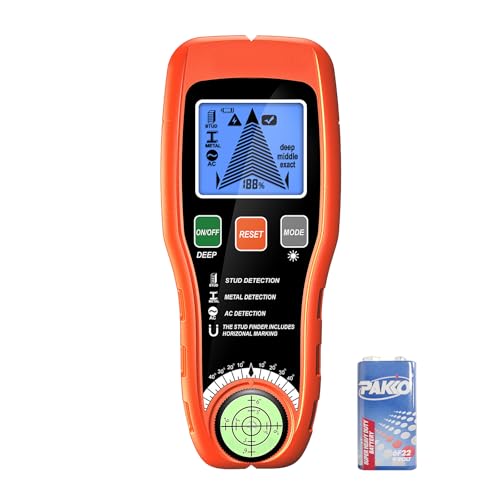 Stud Finder Wall Scanner, Digital Wire Detector with LCD Display Audio Alarm, Wall Sensor for AC Wire Wood Joist Metal Studs Cable Pipe Nail Air Level