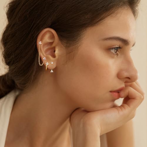 GEORGE·SMITH Stud Earrings for Women,Earring Sets for Multiple, 3 Pairs Earrings Set Dainty Ear Crawler Earrings for Women4