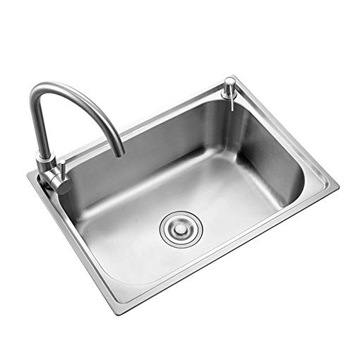 Küchenspüle Einzelschüssel Edelstahl Quadratische Spüle Einfache Spüle Spülbecken Spülbecken Bar Balkon Spüle Silber Mehrere Größen