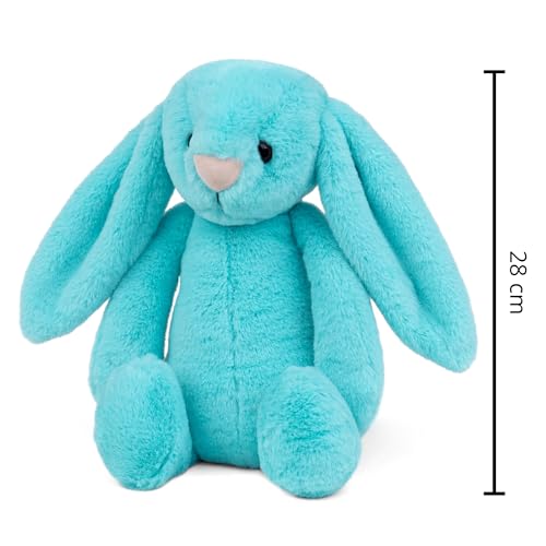 Image of Mirada Cute Turquoise Bunny Soft Toy for Girls /Kids | Huggable Rabbit with Long Ears | Soft Stuffed Plush Animal |- 23cm