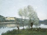 FROZBI Wall Art Impression sur Toile murales en toile la reproduction Ville-d'avray de Jean-Baptiste-Camille Corot pour la décoration intérieure 60x90cm