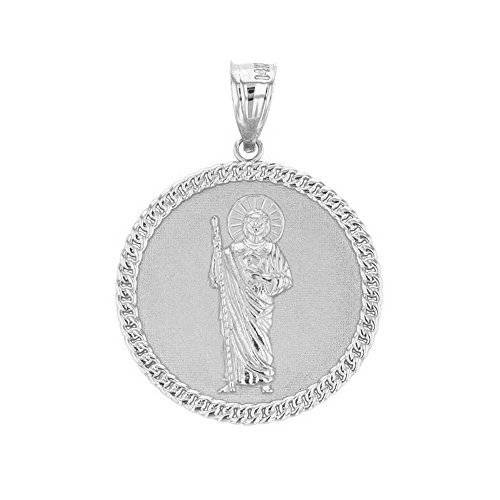 Religious Jewelry by FDJ 925 Sterling Silver Jesus The Good Shepherd Cuban Link Round Medal Pendant (1.34 )