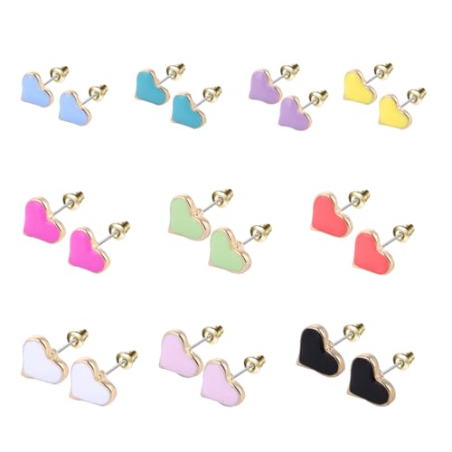 10 Pairs Hypoallergenic Sutd Earrings for Women and Teen Girls with Stainless Steel Post - Heart...