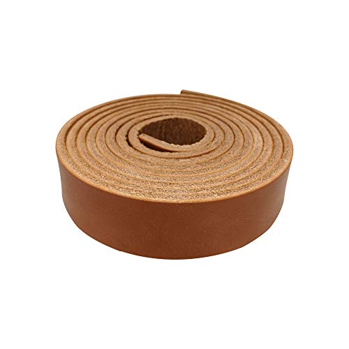 TOFL Genuine Top-Grain Leather Strap | 72 Inches Long | 7/8 Inch Wide | 1/8 Inch Thick (7-8 oz) | 1 Leather Strip for DIY Arts & Craft Projects, Clothing, Jewelry, Wrapping | Brown