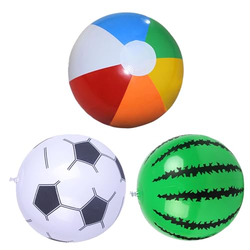Ballons gonflables de plage - Petit ballon de jeu d'été pour , balle colorée légère | Lot de 3 balles gonflables de 12 pouces, jouets aquatiques pour piscine, baignade, jeux extérieurs à la pla